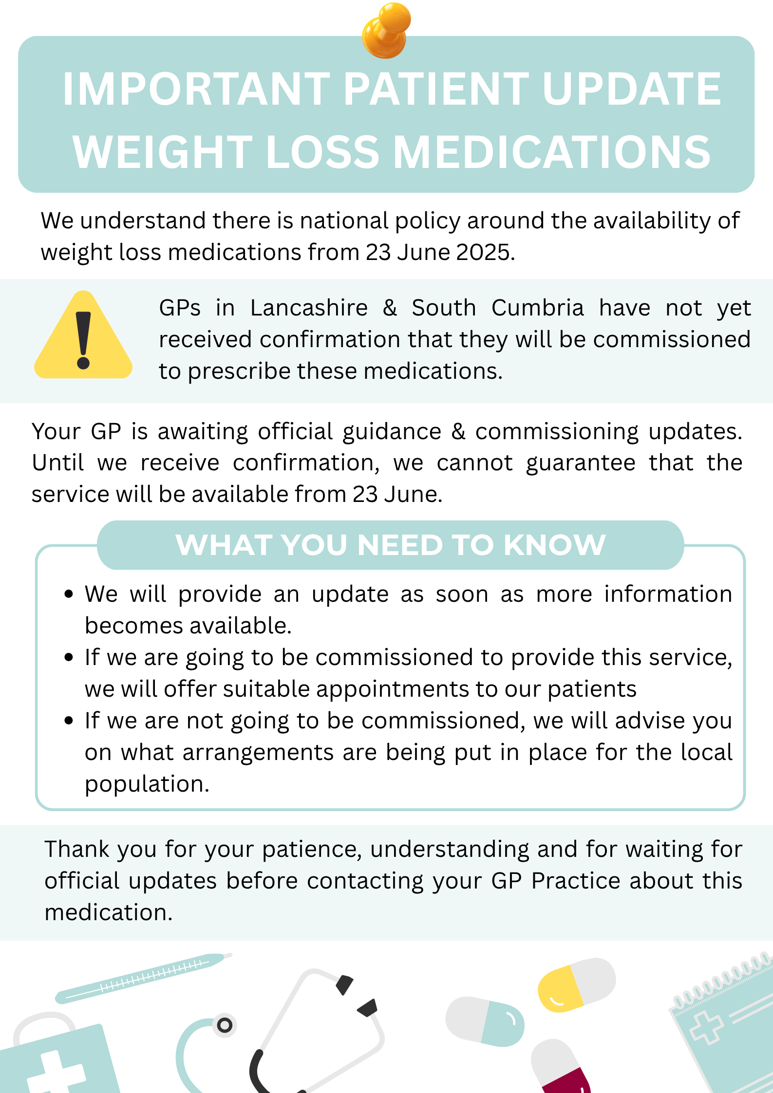 Important Patient Update - Weight Loss Medications